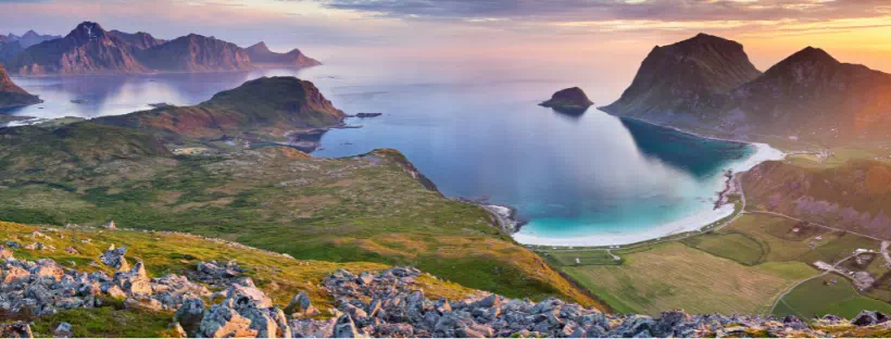 Vue panoramique des îles Lofoten en Norvège