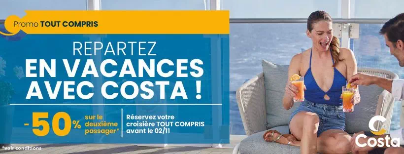 Banne représentant l'offre Costa du moment